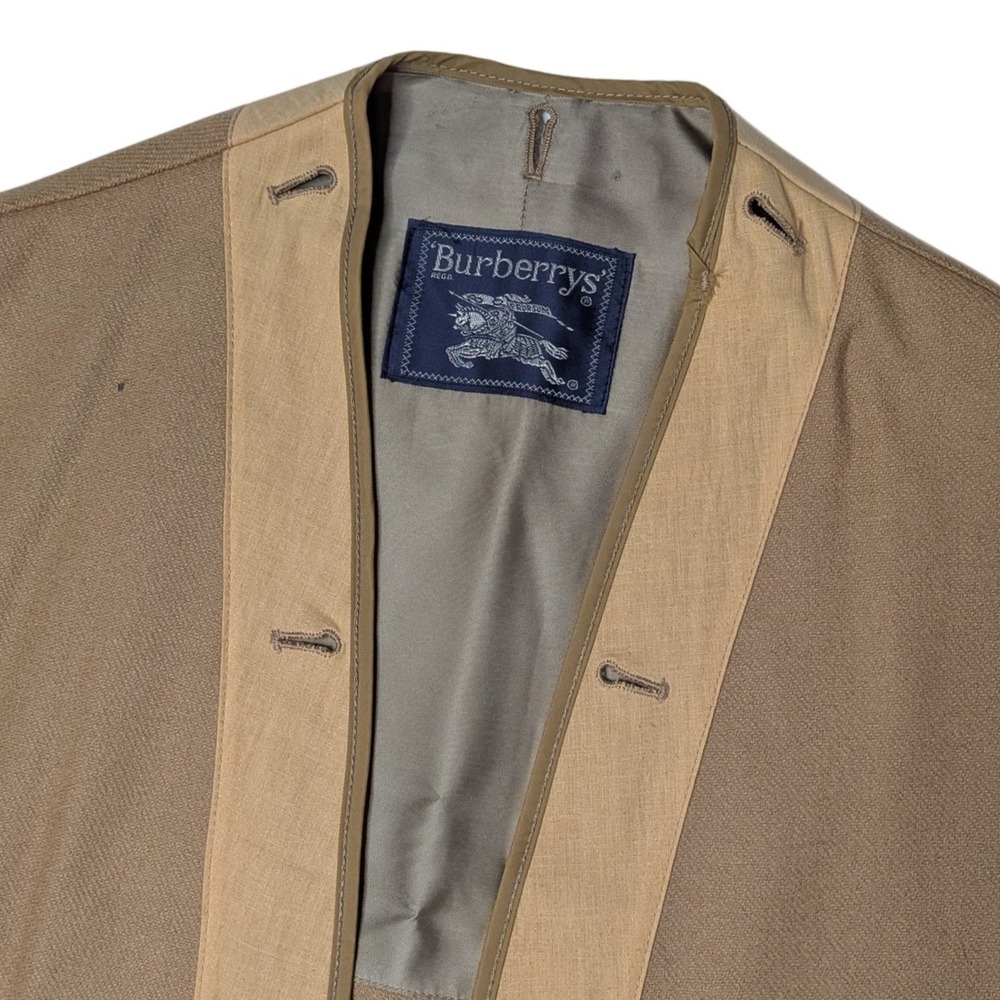 Vintage Burberrys Wool Trench Coat Liner Vest Men's XL Long Beige 100% Wool